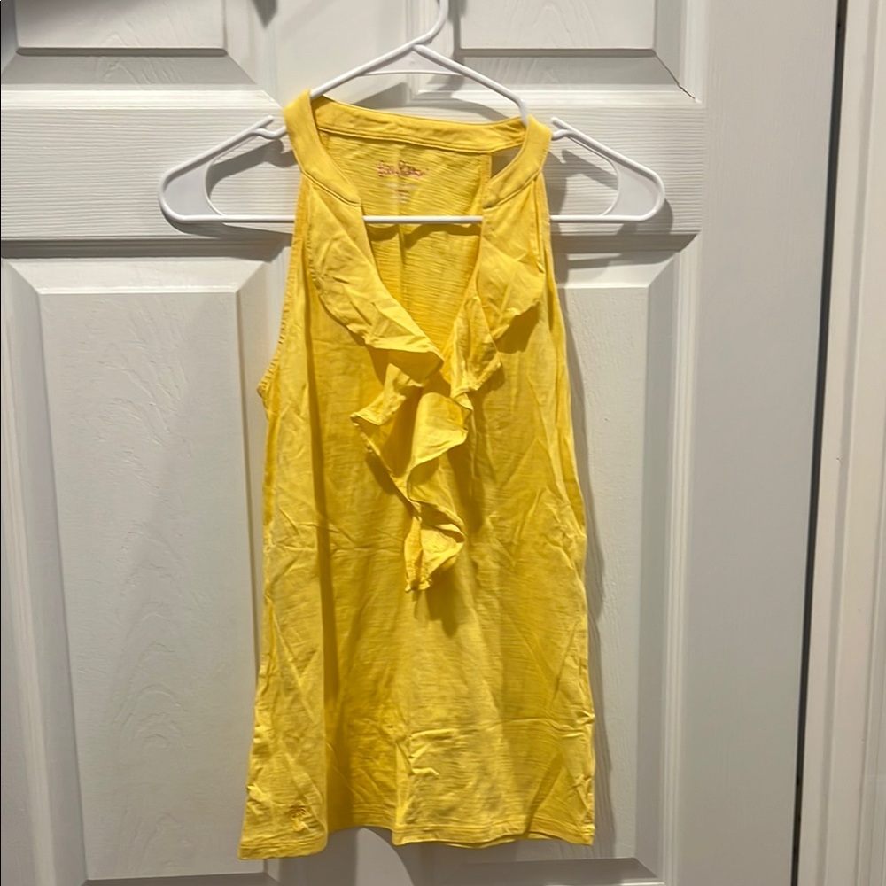 Yellow Ruffled Sleeveless Top